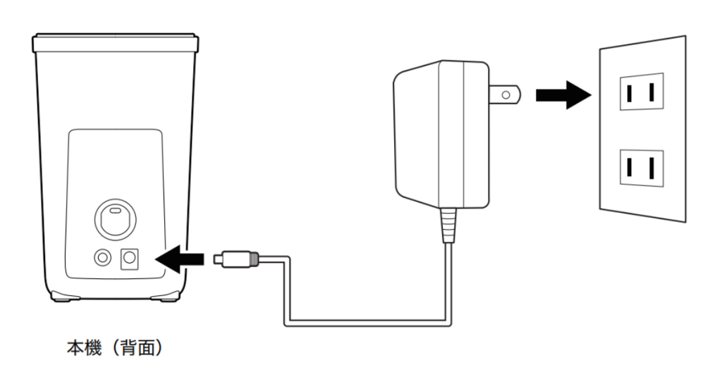 ミライスピーカーをコンセントに挿す
